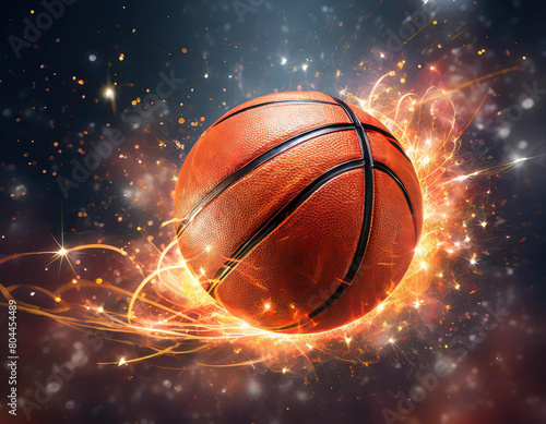 Basketball ball with fire effect and sparks © bvbflo1