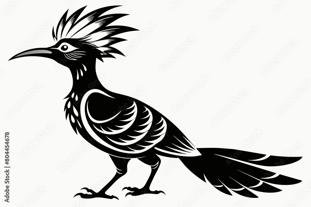 Fototapeta premium Hoopoe silhouette on white background, Vector illustration, icon, svg, characters, Holiday t shirt, Hand drawn trendy Vector illustration