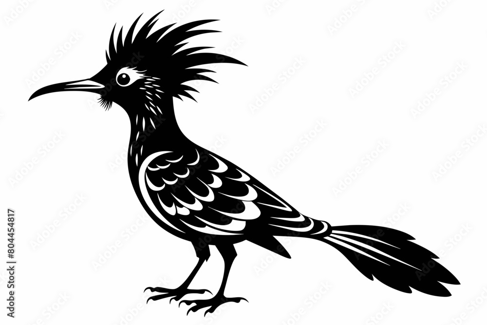 Hoopoe silhouette on white background, Vector illustration, icon, svg, characters, Holiday t shirt, Hand drawn trendy Vector illustration Hoopoe silhouette on white background, Vector illustration, icon, svg, characters, Holiday t shirt, Hand drawn trendy Vector illustration