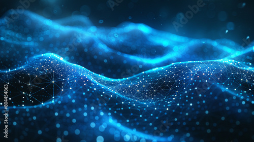 Abstract digital landscape with vibrant blue background showing intricate network connections and a subtle plexus effect.