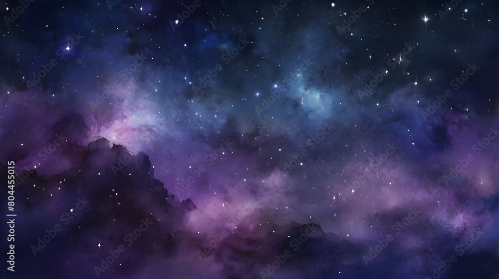 Fototapeta premium Beautiful fantasy starry night sky, stars, blue and purple colorful, galaxy and aurora 4k wallpaper