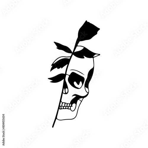 Rose and Skull Illustration