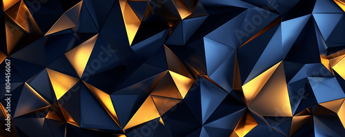 abstract polygonal design of midnight blue and gilded yellow, ideal for an elegant abstract background photo