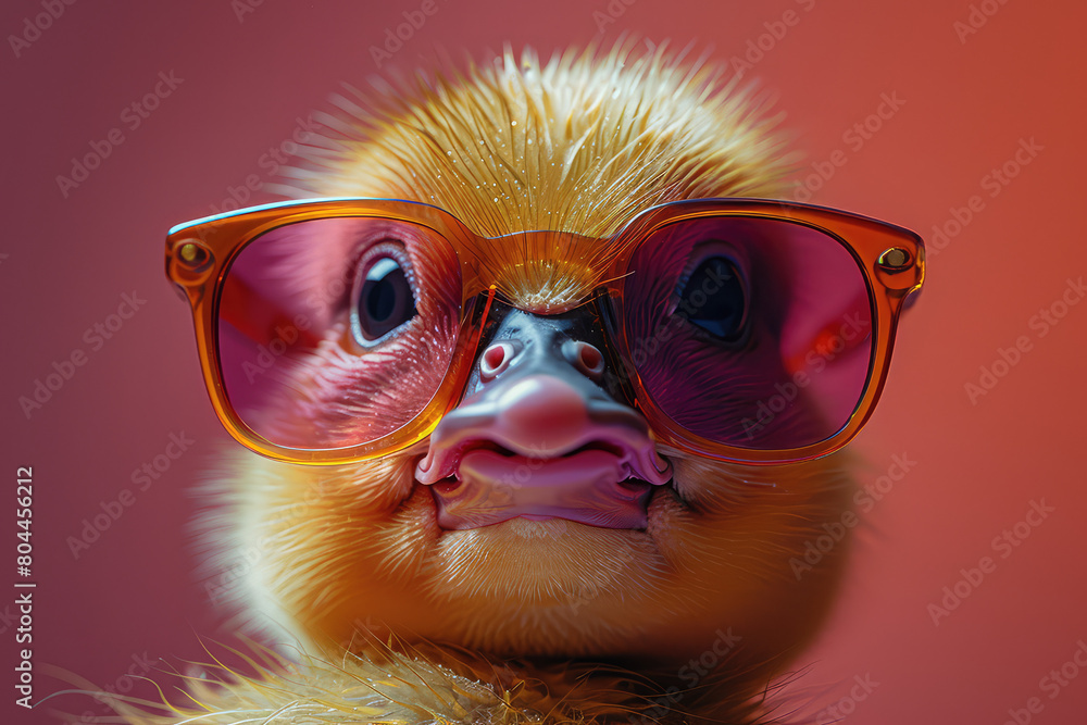 A cute duckling wearing trendy sunglasses. Created with Ai