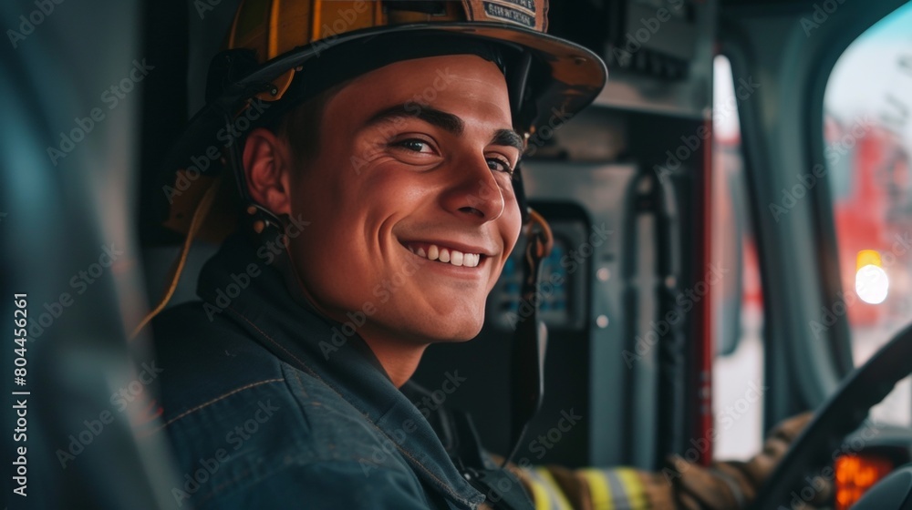 Closeup portrait of a male firefighter Closeup portrait of a male firefighter