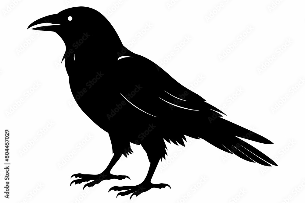 Fototapeta premium crow silhouette on white background, Vector illustration, icon, svg, characters, Holiday t shirt, Hand drawn trendy Vector illustration