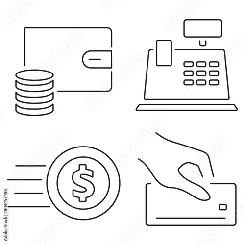 Group of black finance icons on a white background. Vector illustration.