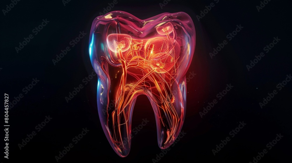 Close-up view of human tooth 3D transparent model Close-up view of human tooth 3D transparent model