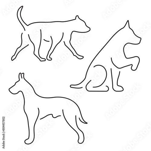 dog neon icon group, vector illustration on black background.