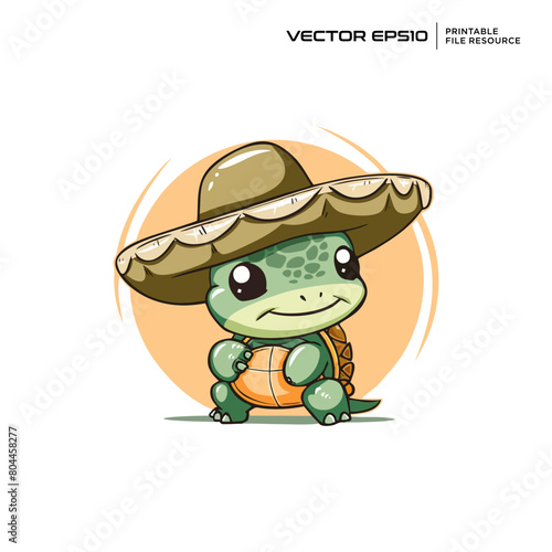 turtle wearing a hat, character, illustration, mascot, logo, design, vector, eps 10
