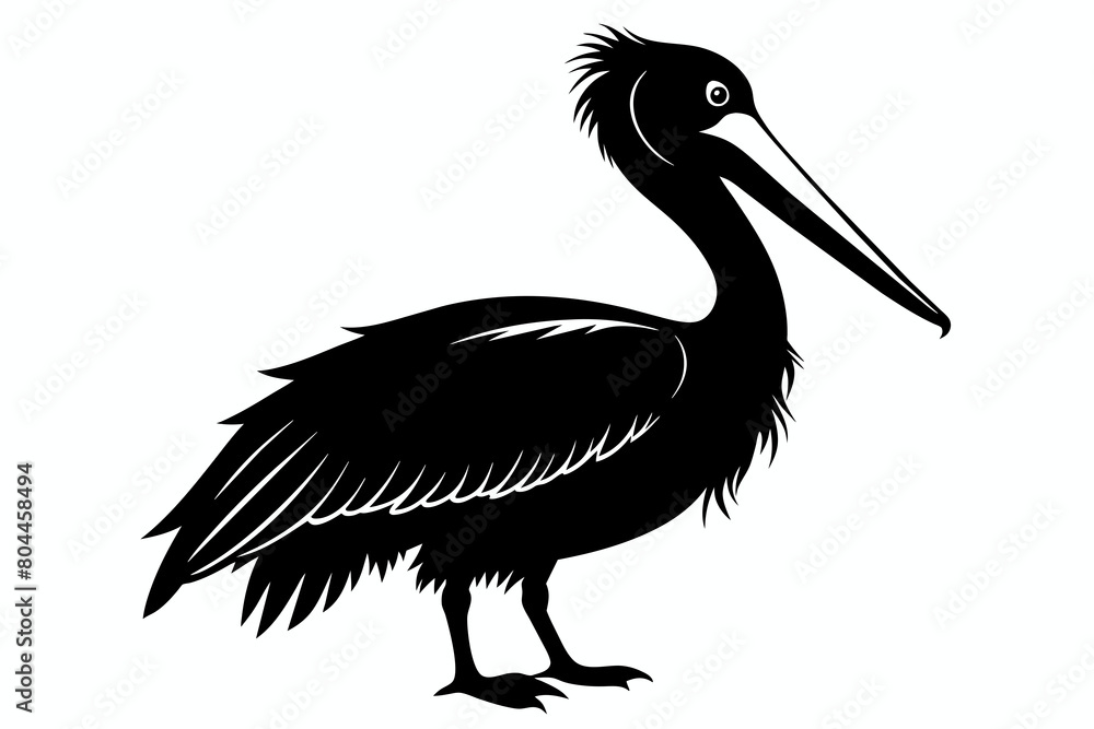 pelican silhouette on white background, Vector illustration, icon, svg, characters, Holiday t shirt, Hand drawn trendy Vector illustration pelican silhouette on white background, Vector illustration, icon, svg, characters, Holiday t shirt, Hand drawn trendy Vector illustration