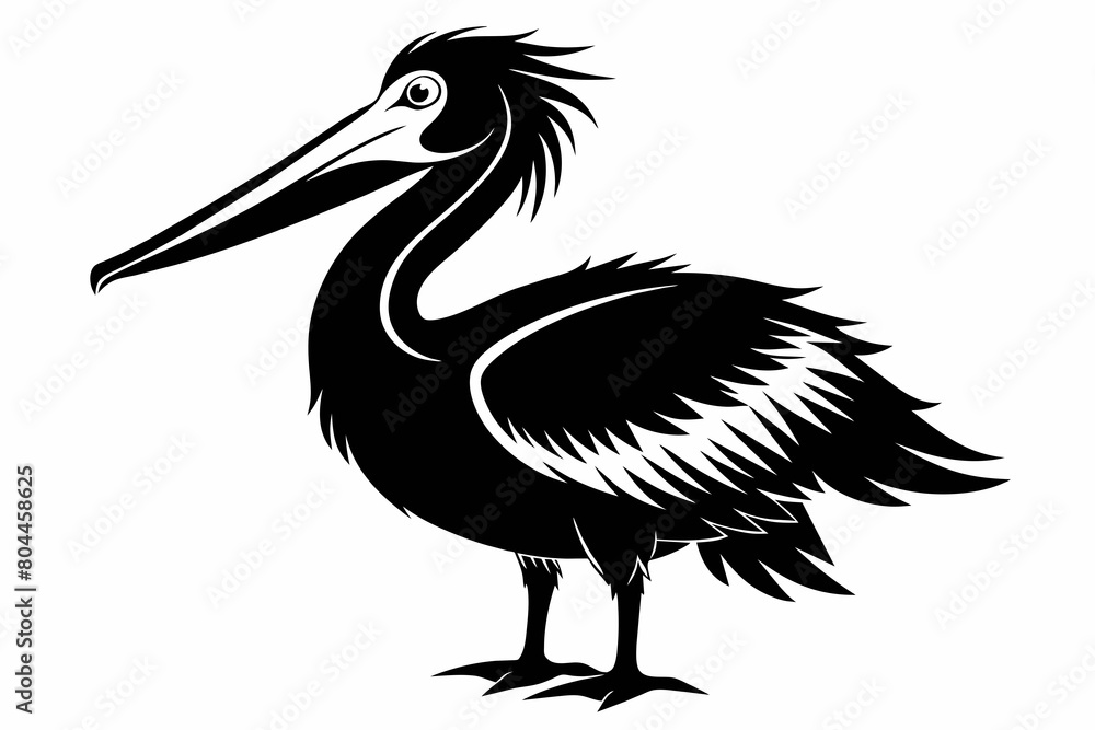 pelican silhouette on white background, Vector illustration, icon, svg, characters, Holiday t shirt, Hand drawn trendy Vector illustration pelican silhouette on white background, Vector illustration, icon, svg, characters, Holiday t shirt, Hand drawn trendy Vector illustration
