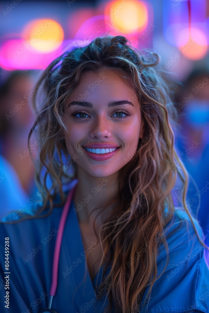 Naklejka premium Smiling woman in scrubs