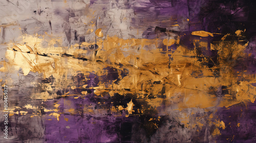 Contemporary Art of Rough Purple Sketch Splatter Oil Painting on Old Paper White Background