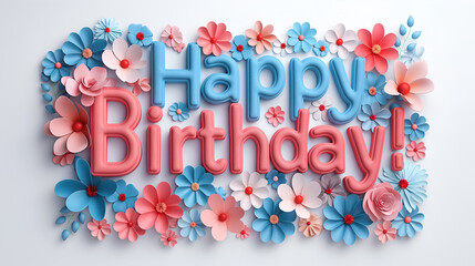 happy birthday floral card 