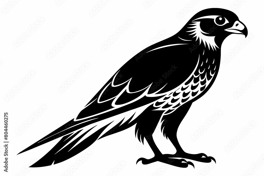 Naklejka premium Falcon silhouette on white background, Vector illustration, icon, svg, characters, Holiday t shirt, Hand drawn trendy Vector illustration