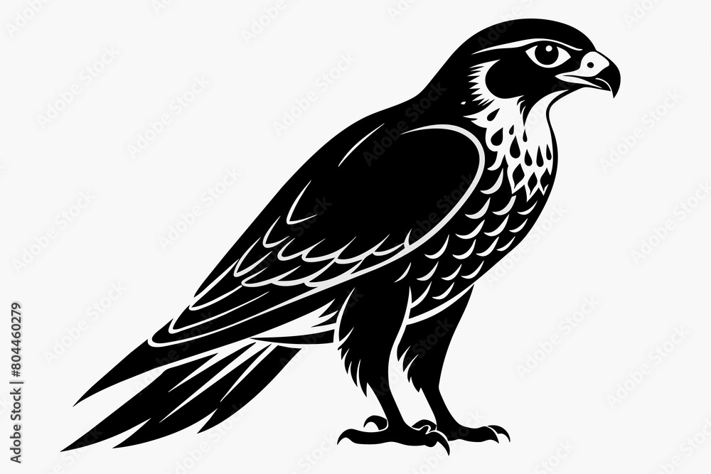 Falcon silhouette on white background, Vector illustration, icon, svg, characters, Holiday t shirt, Hand drawn trendy Vector illustration Falcon silhouette on white background, Vector illustration, icon, svg, characters, Holiday t shirt, Hand drawn trendy Vector illustration