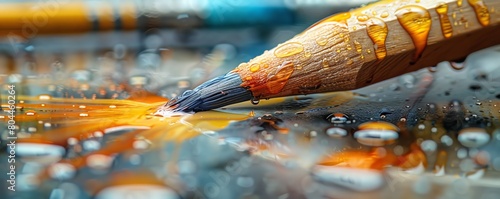A wooden pencil with a wet tip rests on a glass surface