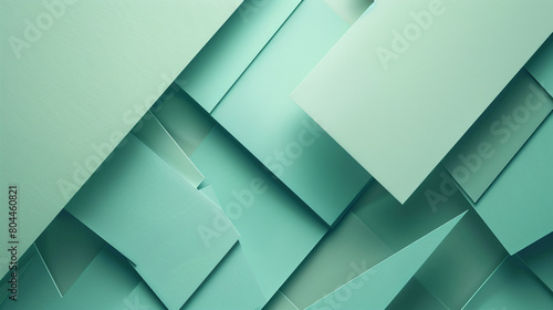 bold geometric shapes of mint green and teal, ideal for an elegant abstract background