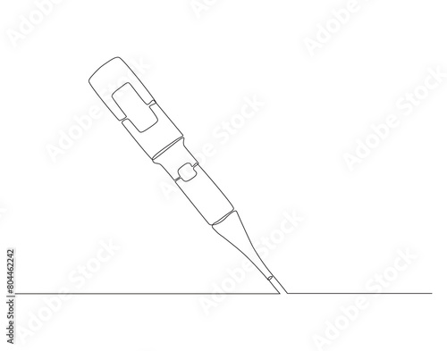 Continuous line drawing of thermometer. One line of thermometer. Medical equipment concept continuous line art. Editable outline.