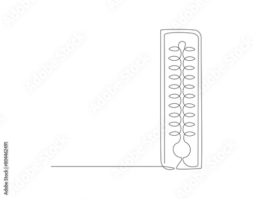 Continuous line drawing of thermometer. One line of thermometer. Medical equipment concept continuous line art. Editable outline.