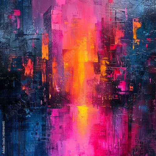 An abstract painting in bright colors