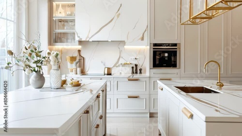 A beautiful modern light white kitchen