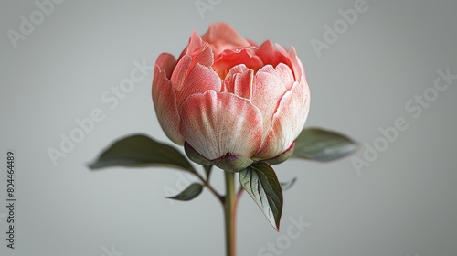 The bud of a peony flower isolated on a white background photo