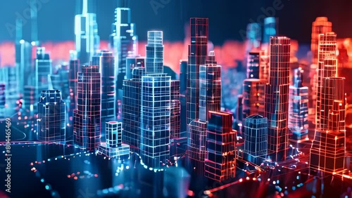 Wallpaper Mural 3d wireframe of intricate modern buildings Torontodigital.ca