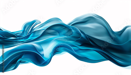Deep teal blue abstract wavy design, neatly isolated on white, high-definition capture.