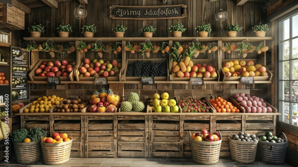 Craft an image of a traditional fruit store Craft an image of a traditional fruit store