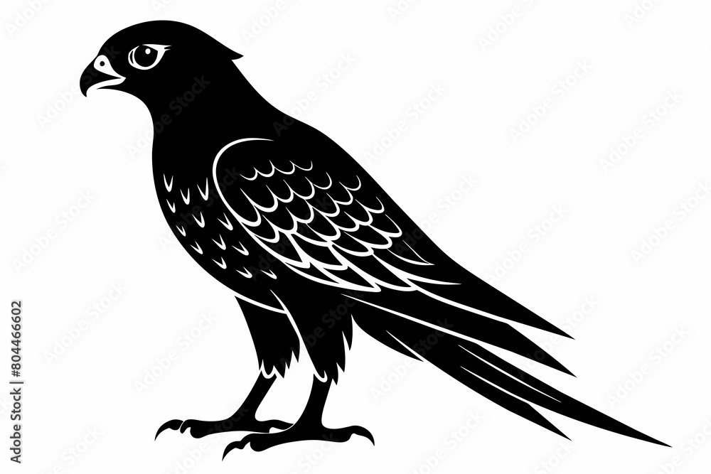 Fototapeta premium kestrel silhouette on white background, Vector illustration, icon, svg, characters, Holiday t shirt, Hand drawn trendy Vector illustration, eagle silhouette