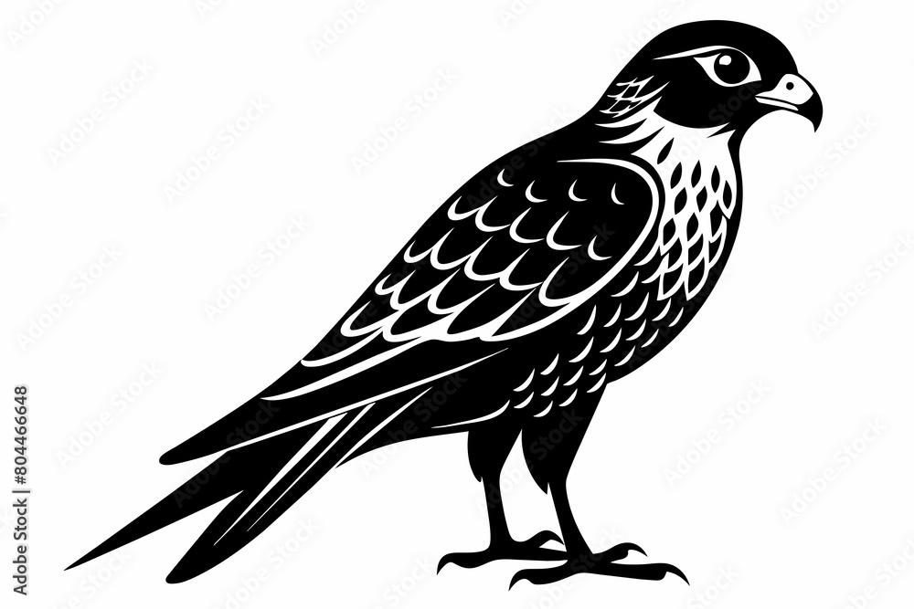 Fototapeta premium kestrel silhouette on white background, Vector illustration, icon, svg, characters, Holiday t shirt, Hand drawn trendy Vector illustration, eagle silhouette