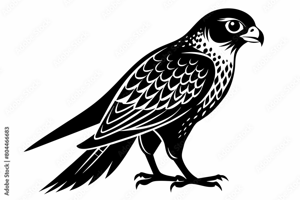 Fototapeta premium kestrel silhouette on white background, Vector illustration, icon, svg, characters, Holiday t shirt, Hand drawn trendy Vector illustration, eagle silhouette