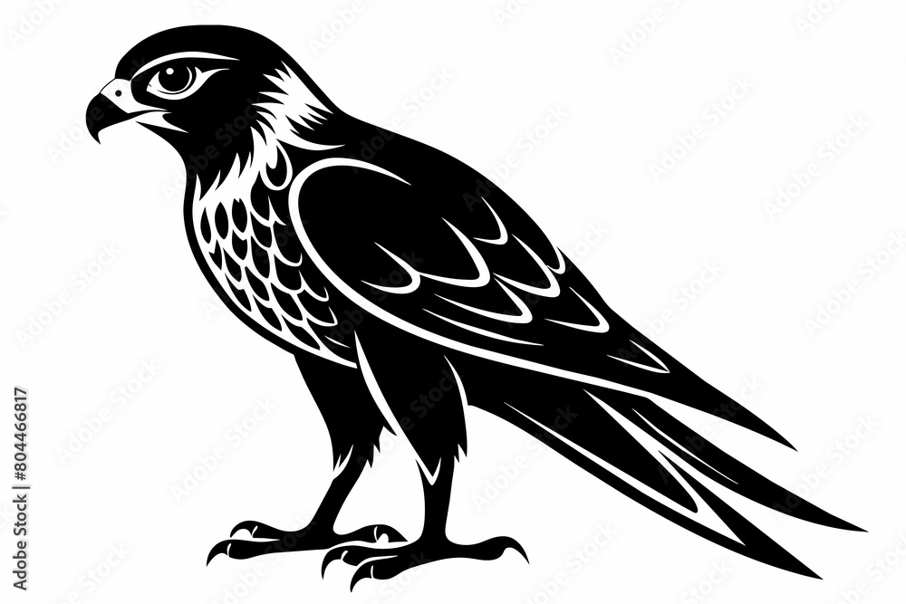 Fototapeta premium kestrel silhouette on white background, Vector illustration, icon, svg, characters, Holiday t shirt, Hand drawn trendy Vector illustration, eagle silhouette
