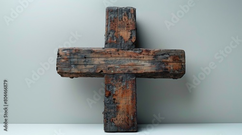 Wooden cross on a white background. conceptual background.