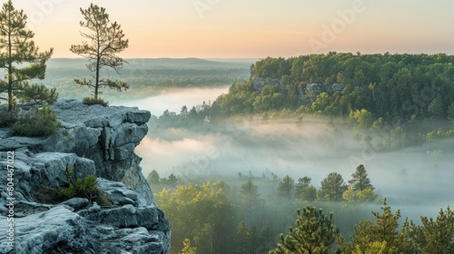 Majestic Rock Outcropping Dominates the Foreground, Drawing the Eye with its Impressive Size and Natural Beauty photo