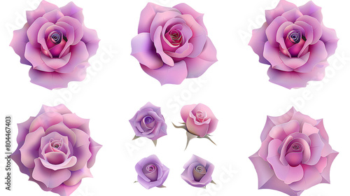 Stunning Pink Rose Flowers Set on Transparent Background  Perfect for Wedding Invitations  Floral Decor  and Romantic Designs