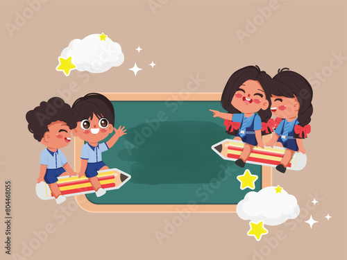 Cute cartoon indian student back to school concept background.