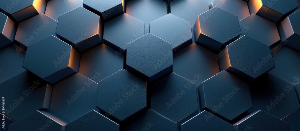 A dark blue wall made of hexagonal shapes A dark blue wall made of hexagonal shapes