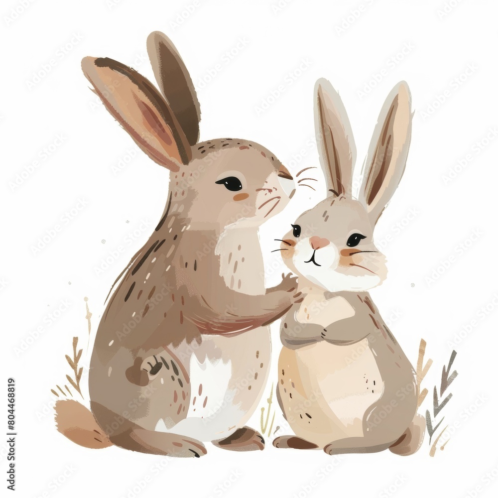 Obraz premium Rabbit. Flat vector illustration of cute animal. Baby nursery art.