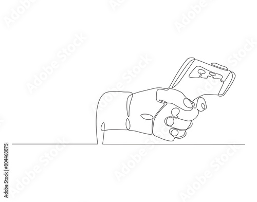 Continuous line drawing of infrared digital thermometer. One line of infrared digital thermometer. Medical equipment concept continuous line art. Editable outline.