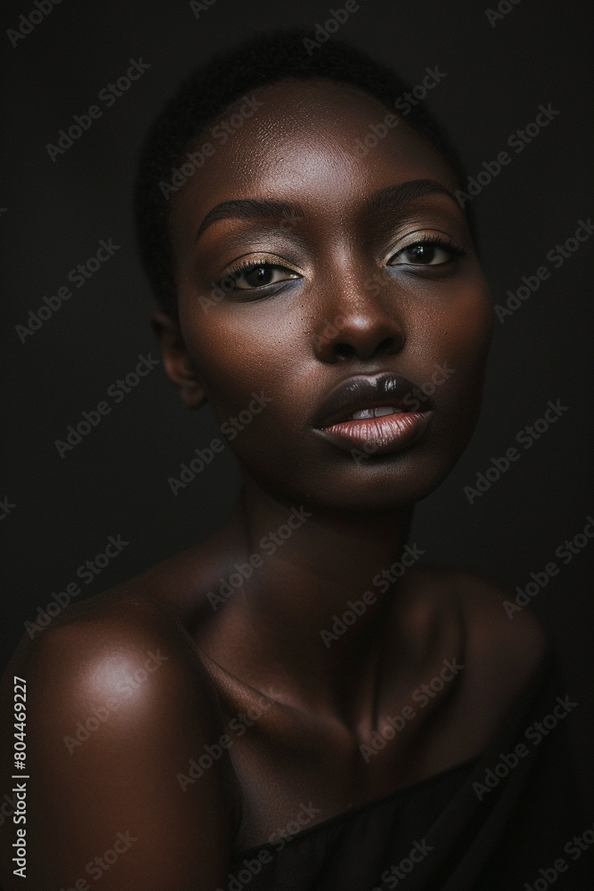 A professional Studio photo portrait of a gorgeously beautiful African woman and perfect skin A professional Studio photo portrait of a gorgeously beautiful African woman and perfect skin