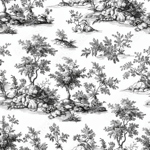 Classic Toile de Jouy French Provence Pattern

