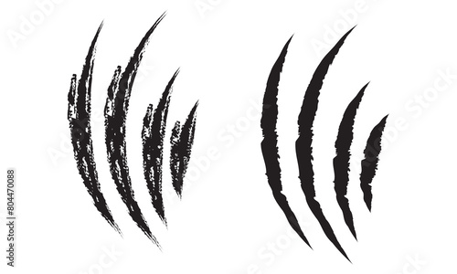 Animal claw scratches. Silhouette style vector icons. Claw scratch vector illustration. Set of cruel animal scratches horror and grunge concept in silhouette isolated on white background in eps 10.