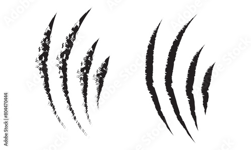 Animal claw scratches. Silhouette style vector icons. Claw scratch vector illustration. Set of cruel animal scratches horror and grunge concept in silhouette isolated on white background in eps 10. photo
