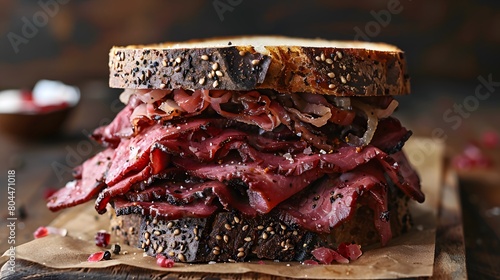 a beef pastrami sandwich