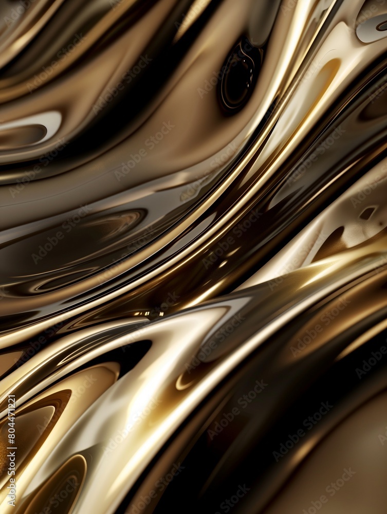 Abstract golden fluid waves on a black background. Cover design for a high-end fashion or luxury jewelry magazine. Print for packaging, wallpapers, posters. Abstract golden fluid waves on a black background. Cover design for a high-end fashion or luxury jewelry magazine. Print for packaging, wallpapers, posters.
