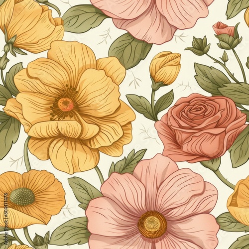 Wallpaper Mural Delicate Floral Pattern with Roses, Daisies, and Peonies

 Torontodigital.ca