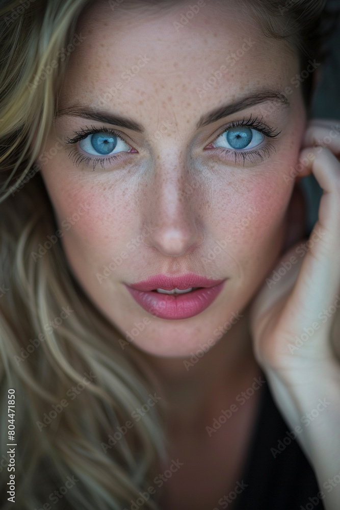 A professional Studio photo portrait of a gorgeously beautiful blonde woman and perfect skin A professional Studio photo portrait of a gorgeously beautiful blonde woman and perfect skin